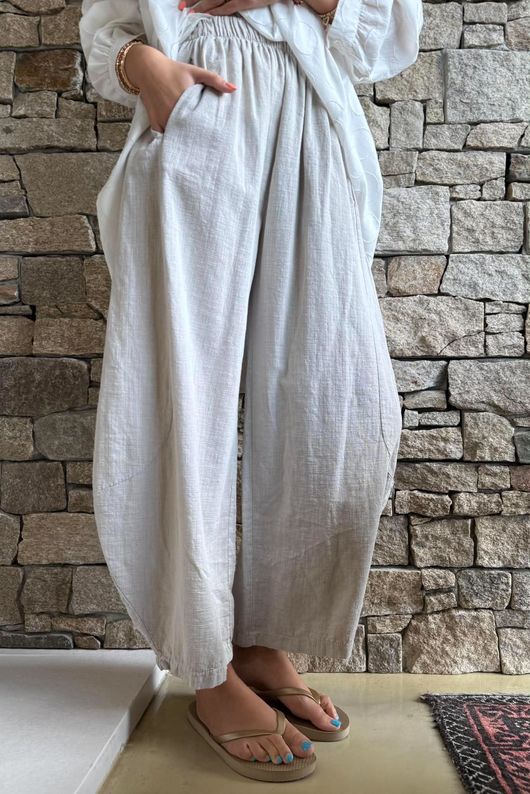 Frame Cotton Vintage Wash Barrel Pant Stone